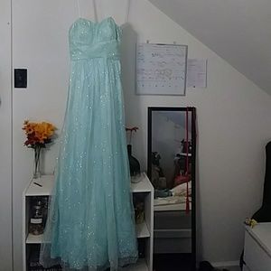 Blue sparkly prom dress